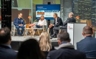 Nexans Climate Day. Från vänster: Thomas Linderholm Energispecialist Fabege, Hållbarhetschef White Arkitekter, Lars Josefsson CEO Nexans Sweden,  och Tomas Kåberger professor vid Chalmers Tekniska Högskola.