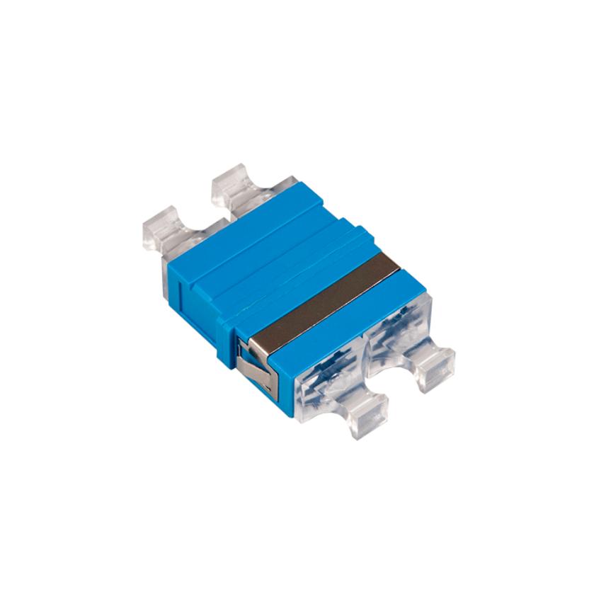 Adapter SM SC/UPC duplex without flanges with translucent dust cap