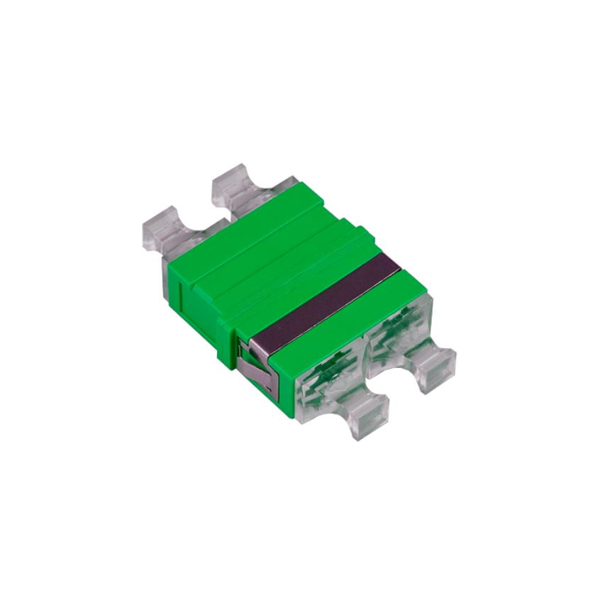 Adapter SM SC/APC duplex without flanges with translucent dust cap